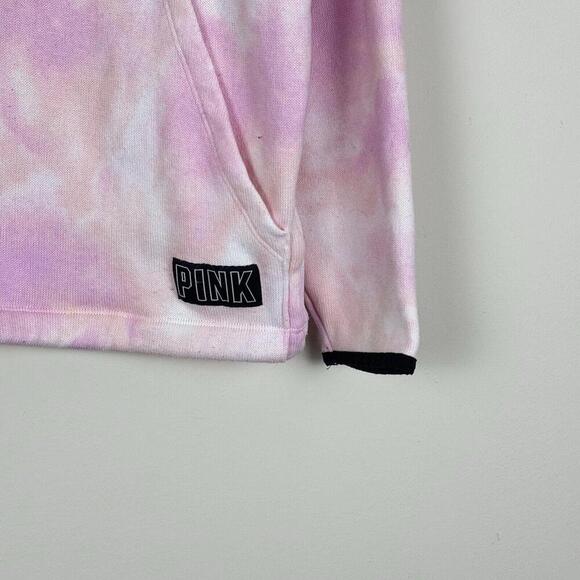 PINK Victoria's Secret Women Sweatshirt Half-Zip Tie-Dye Pockets Pink Size M - Picture 3 of 8